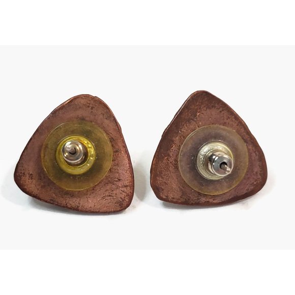 Vintage Cultured Mabe Pearl Silver Plated Copper Earrings Signed A. Tavoh - Picture 3 of 4